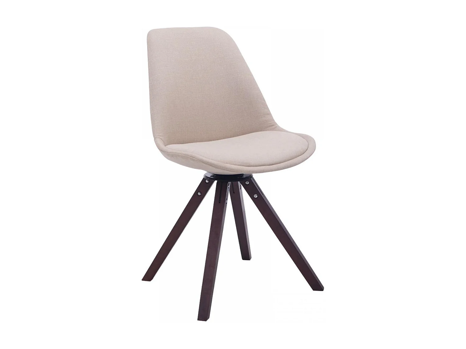 Eetkamerstoelen - Stof & walnoot - creme - Troyes