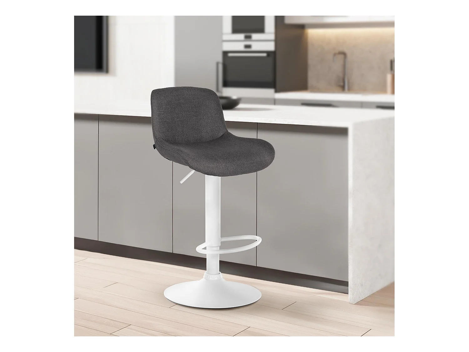 Lot de 2  Tabouret de bar - Tissu - Gris foncé - Solon