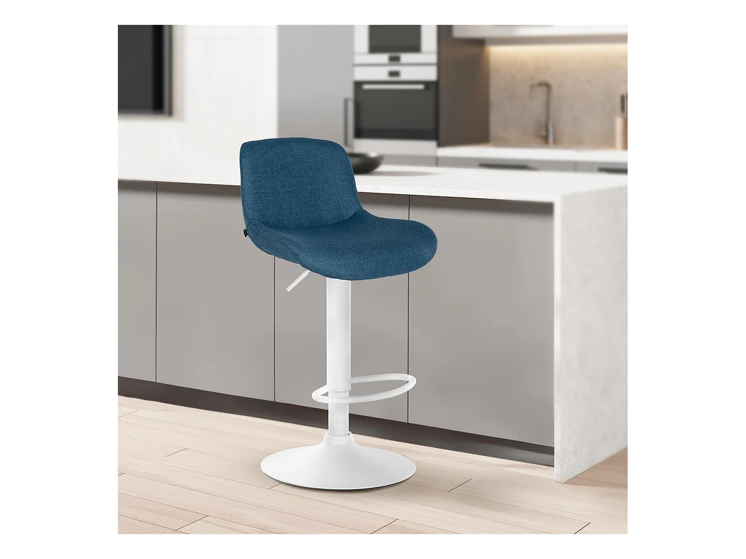Lot de 2  Tabouret de bar - Tissu - Bleu - Solon