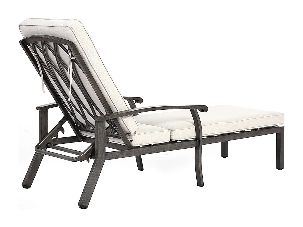 Chaise longue de patio 1 pièce en aluminium antirouille inclinable et réglable avec coussin beige imperméable en coton meuble transat piscine extérieur