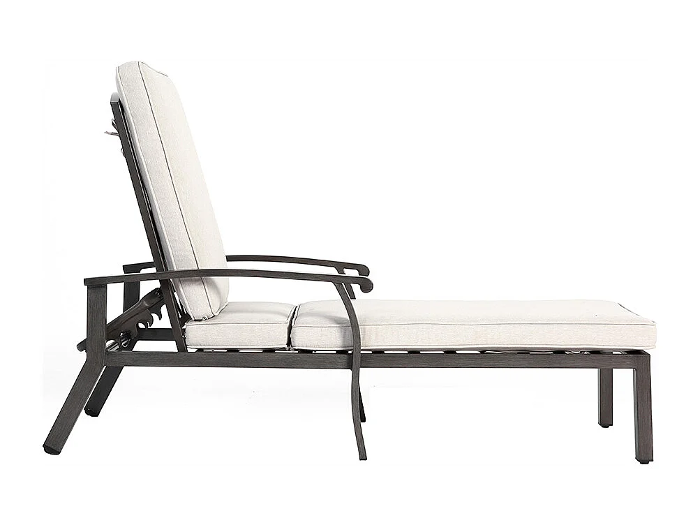 Chaise longue de patio 1 pièce en aluminium antirouille inclinable et réglable avec coussin beige imperméable en coton meuble transat piscine extérieur
