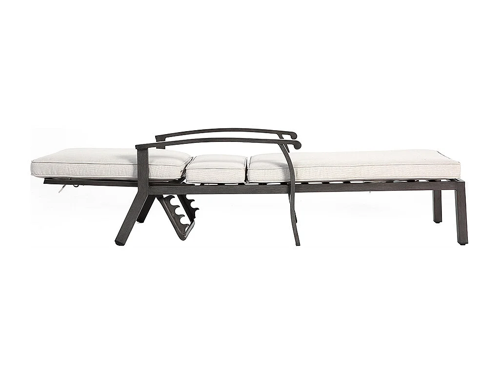 Chaise longue de patio 1 pièce en aluminium antirouille inclinable et réglable avec coussin beige imperméable en coton meuble transat piscine extérieur