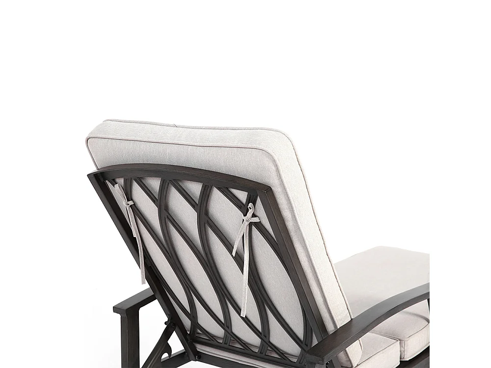 Chaise longue de patio 1 pièce en aluminium antirouille inclinable et réglable avec coussin beige imperméable en coton meuble transat piscine extérieur