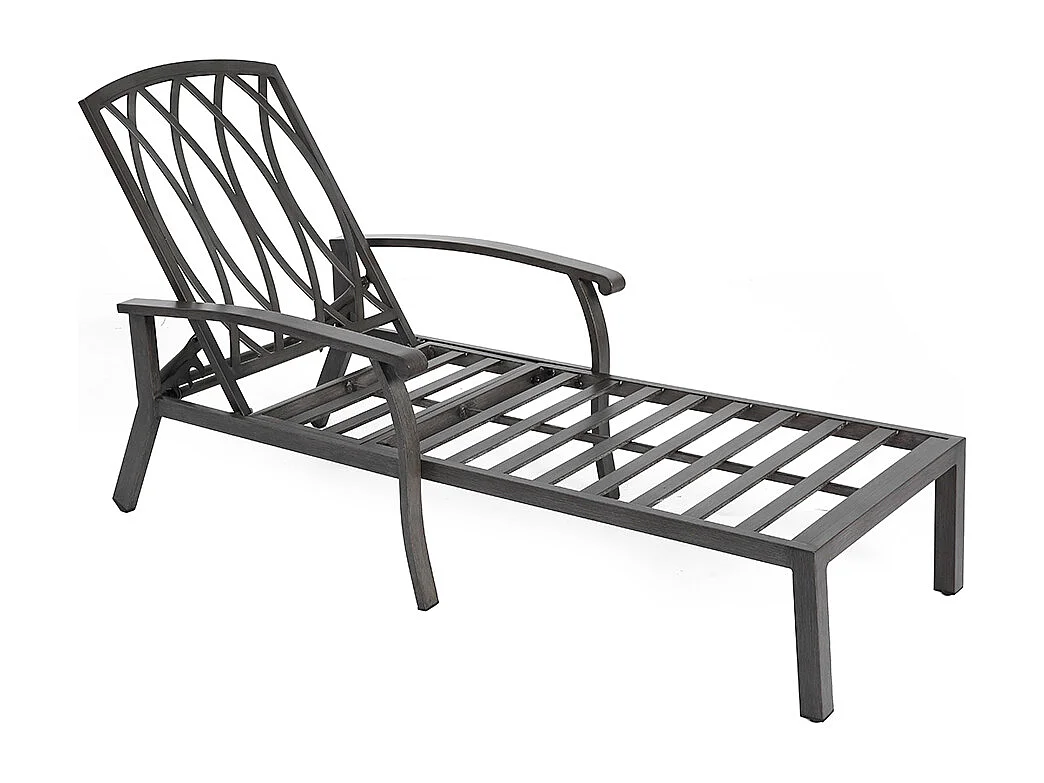 Chaise longue de patio 1 pièce en aluminium antirouille inclinable et réglable avec coussin gris imperméable en coton meuble transat piscine extérieur