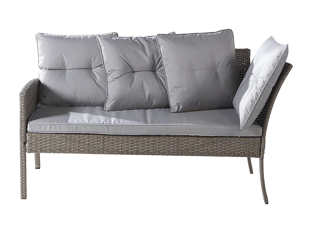 Salon de jardin en résine tressée pour 7 personnes avec canapé table tabouret et coussins housse en tissu amovible et lavable kaki
