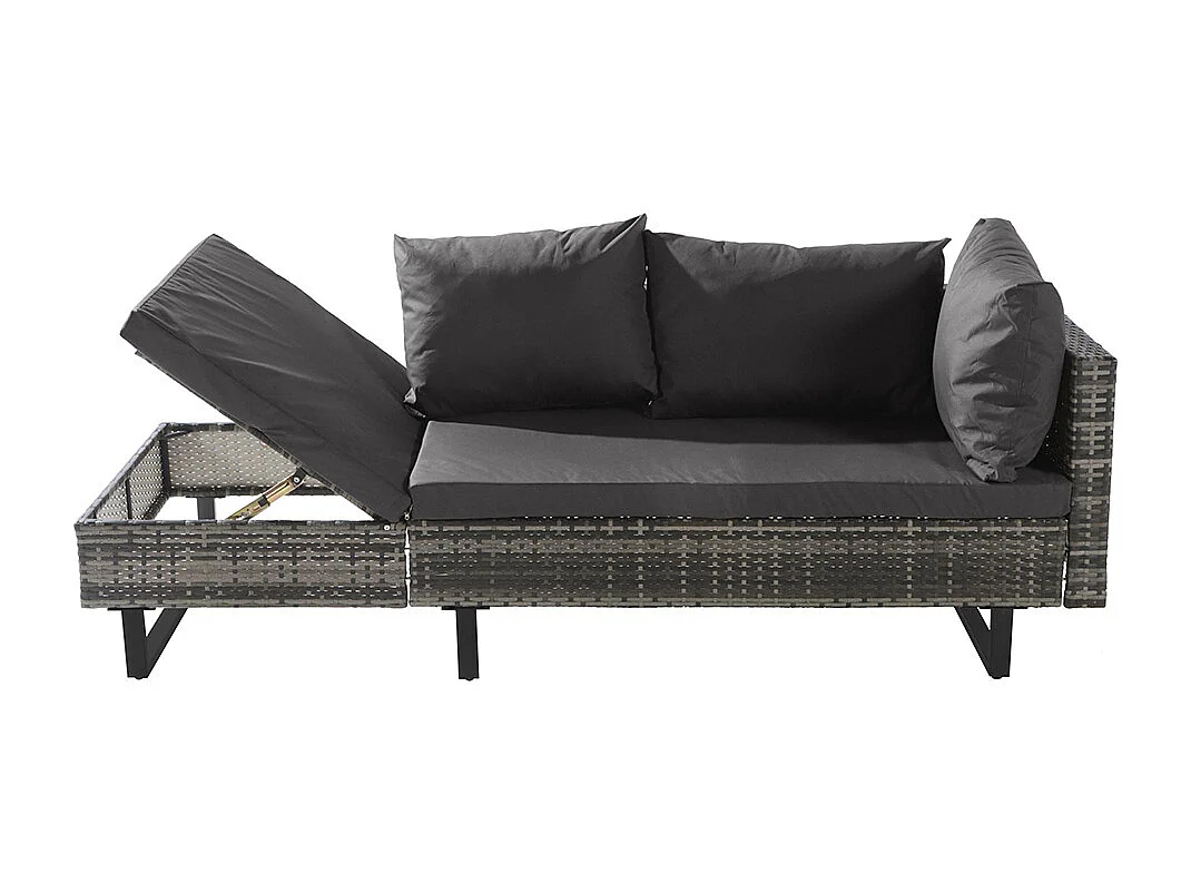 Salon de jardin Ensemble en résine tressée ensemble canapé lounge pour 4-5 personnes lounge avec table et coussins housse en tissu amovible et lavable gris