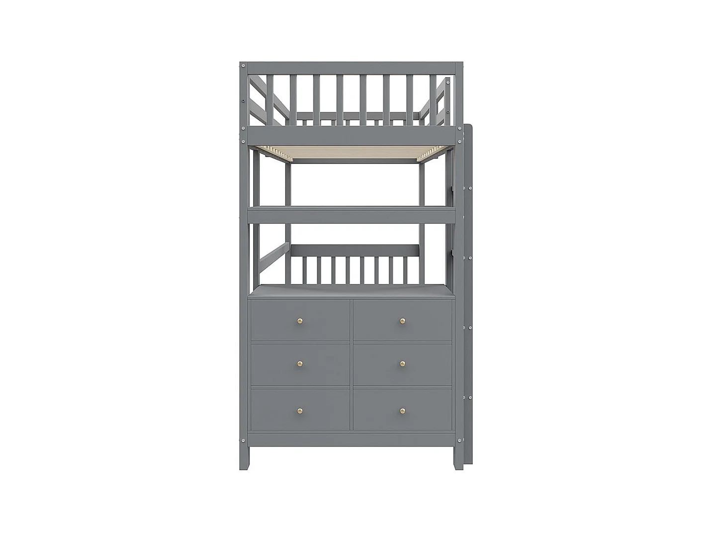 Lit mezzanine 90×200 échelle de sécurité verticale tiroirs et étagères clôture design haute sommier à lattes lit simple en pin gris