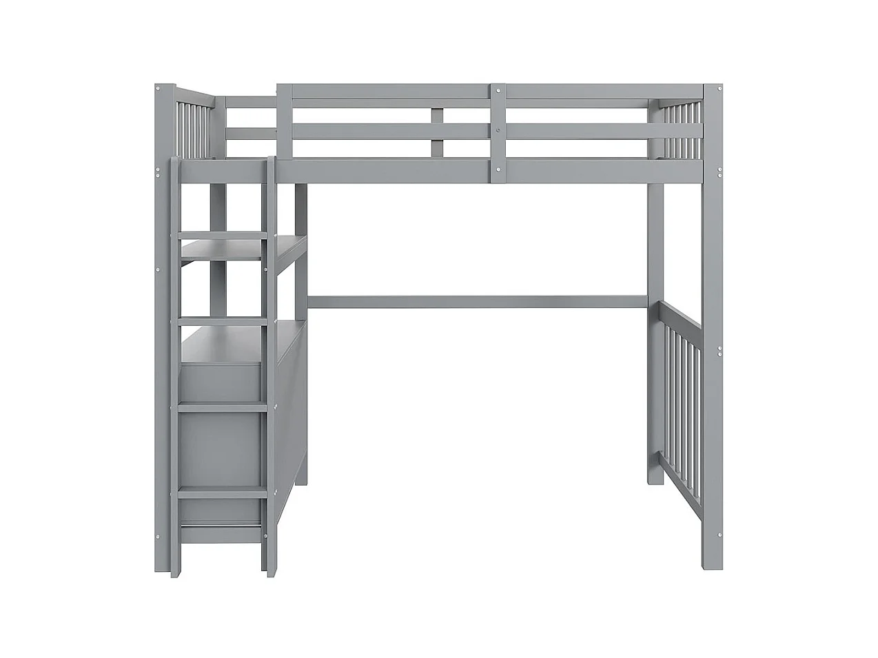 Lit mezzanine 90×200 échelle de sécurité verticale tiroirs et étagères clôture design haute sommier à lattes lit simple en pin gris