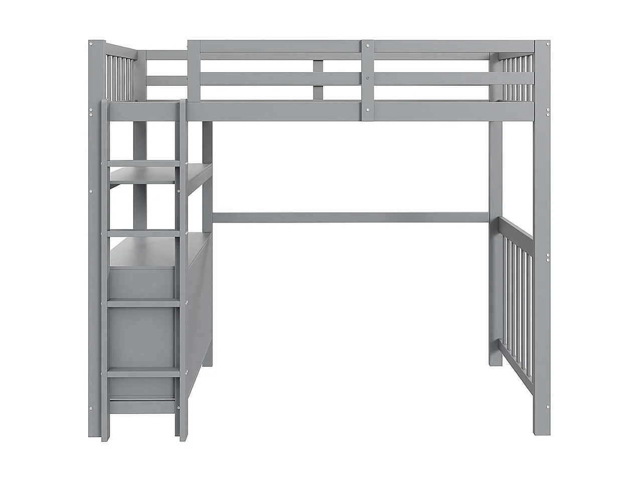 Lit mezzanine 90×200 échelle de sécurité verticale tiroirs et étagères clôture design haute sommier à lattes lit simple en pin gris