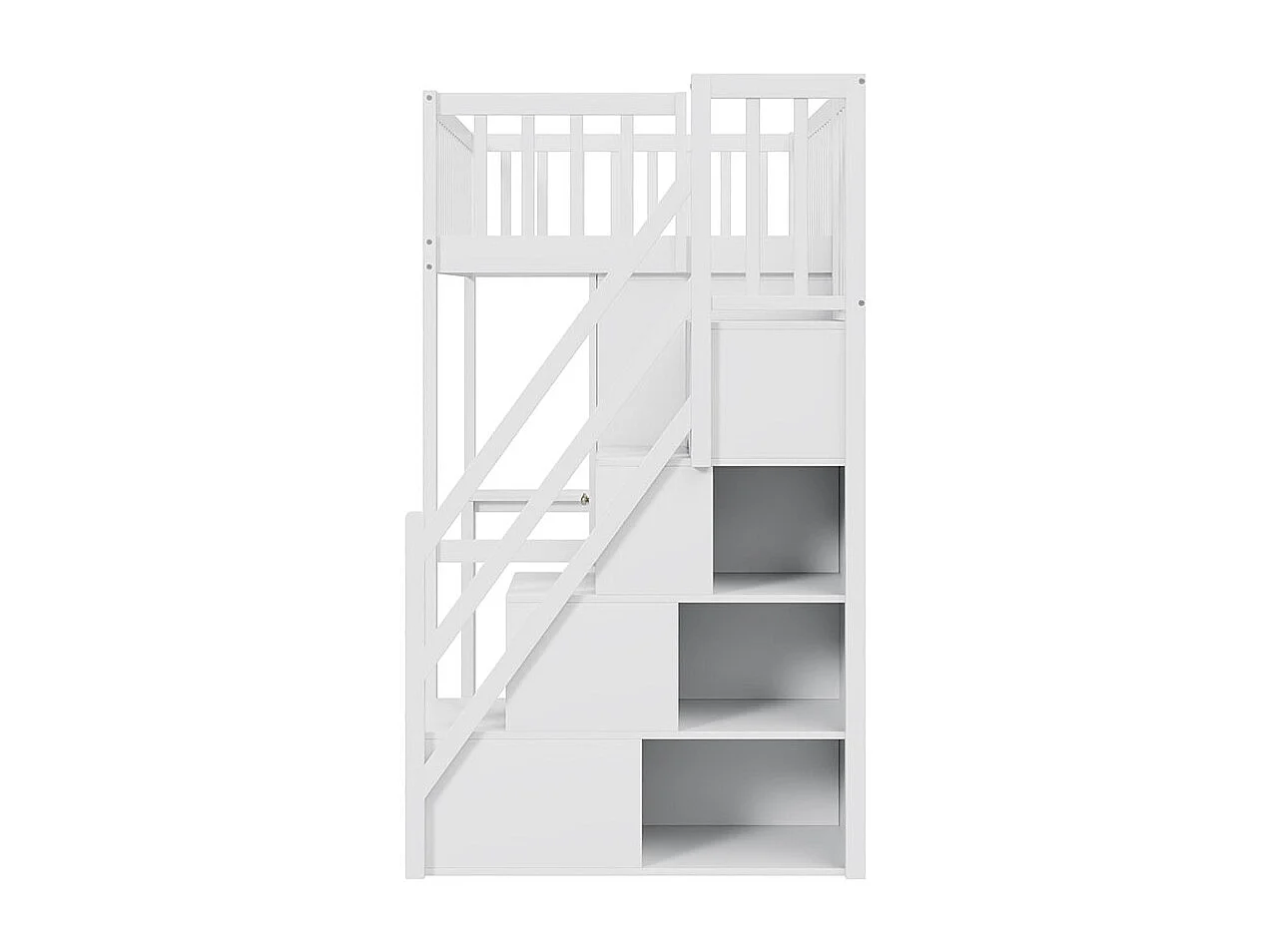 Lit mezzanine 90x200 avec grande armoire étagère et table espace de rangement escalier lit polyvalent blanc