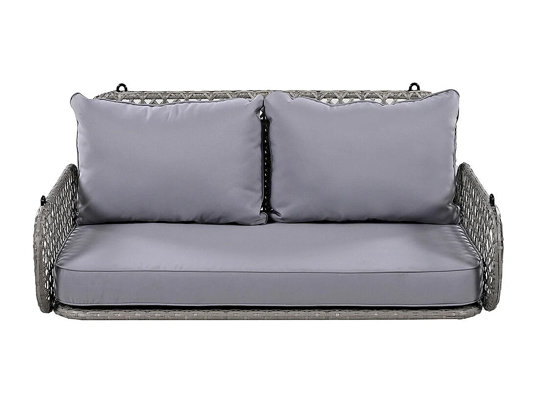 Balancelle de jardin double en rotin synthétique balançoire suspendue pour le jardin avec coussins et 2 chaînes sans cadre coussins amovibles et lavables gris