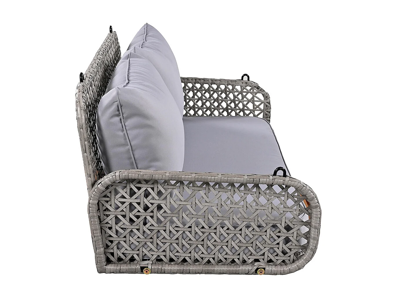 Balancelle de jardin double en rotin synthétique balançoire suspendue pour le jardin avec coussins et 2 chaînes sans cadre coussins amovibles et lavables gris