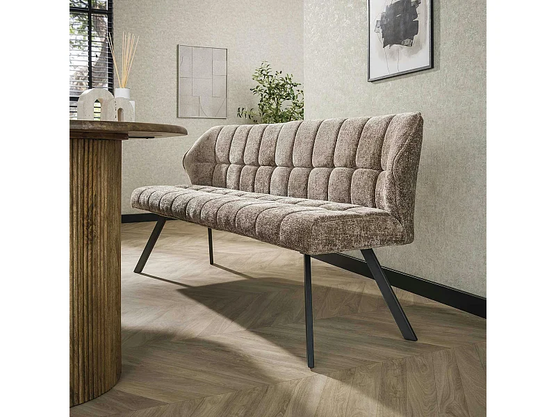 Banc de table en velours texturé beige nacré 180 cm MELBOURNE