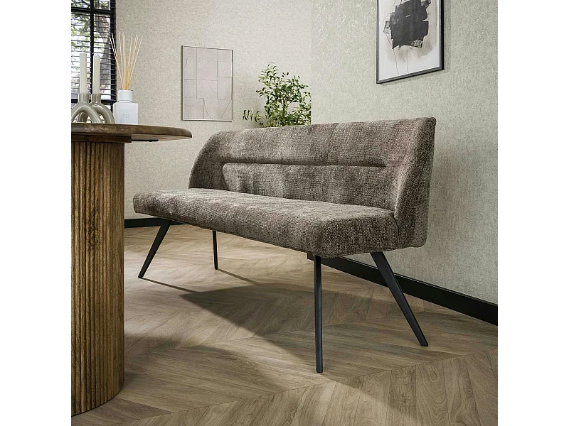 Banquette de salle à manger en velours texturé taupe 180 cm MELBOURNE