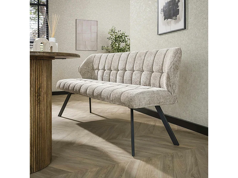 Banc de table en velours texturé sable 180 cm MELBOURNE