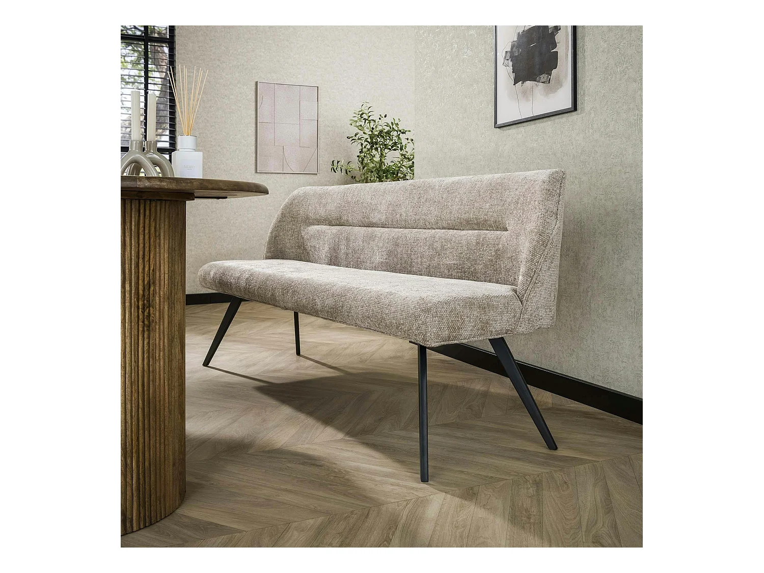 Banquette de salle à manger en velours texturé sable 180 cm MELBOURNE