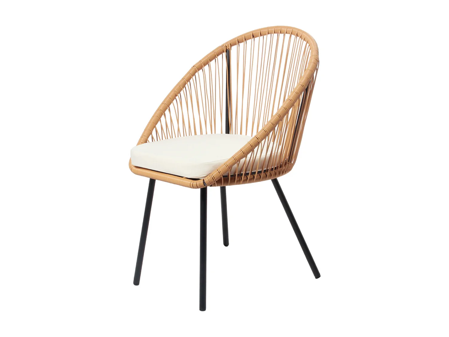 Salon de jardin 4 places esprit rotin naturel et coussins beiges Ravello