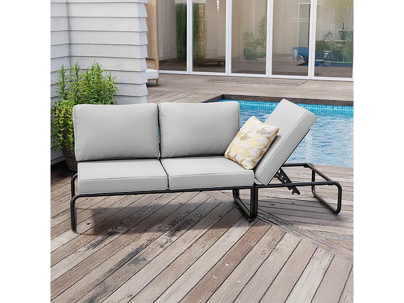 Sofá de Jardim Modular 2-3 Lugares Cinza em Alumínio SORRENTO