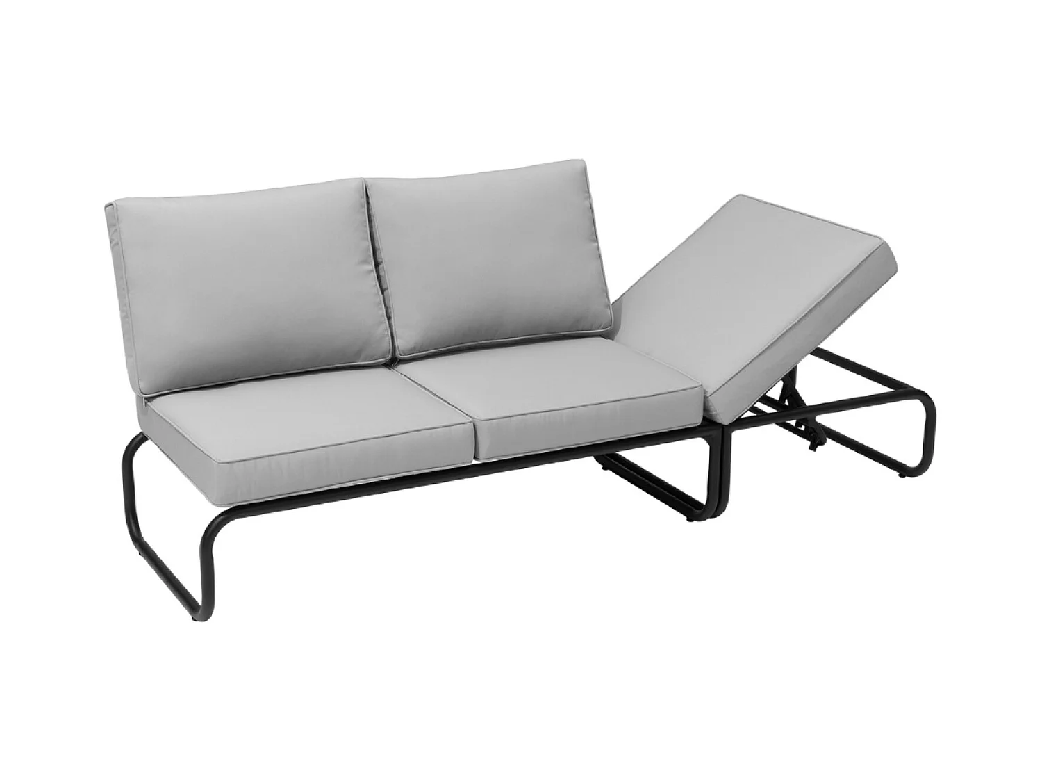 Salon de jardin canapé modulable 2-3 places gris en aluminium SORRENTO