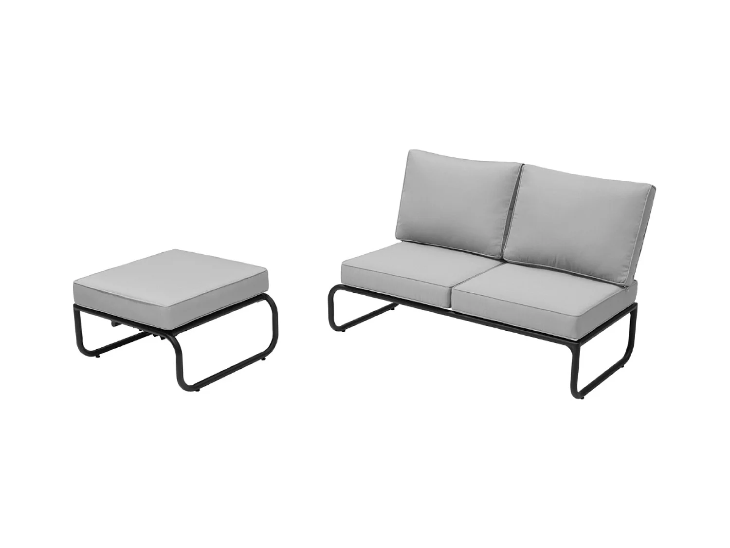 Salon de jardin canapé modulable 2-3 places gris en aluminium SORRENTO