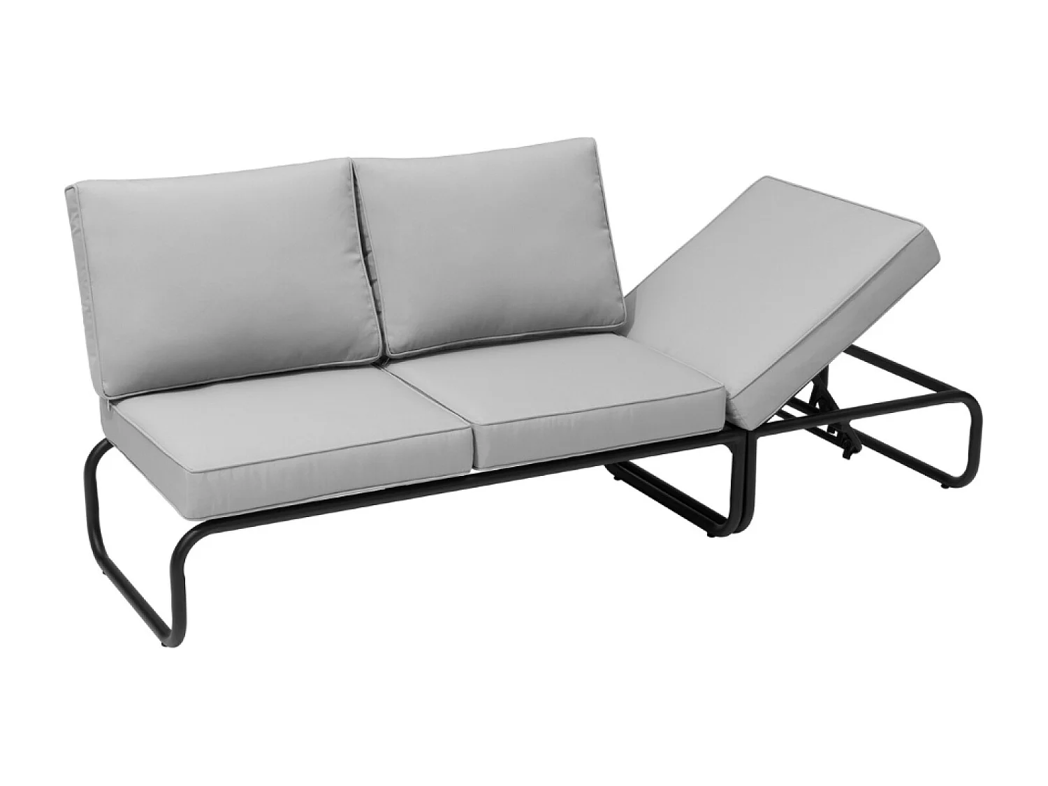 Salon de jardin canapé modulable 2-3 places gris en aluminium SORRENTO