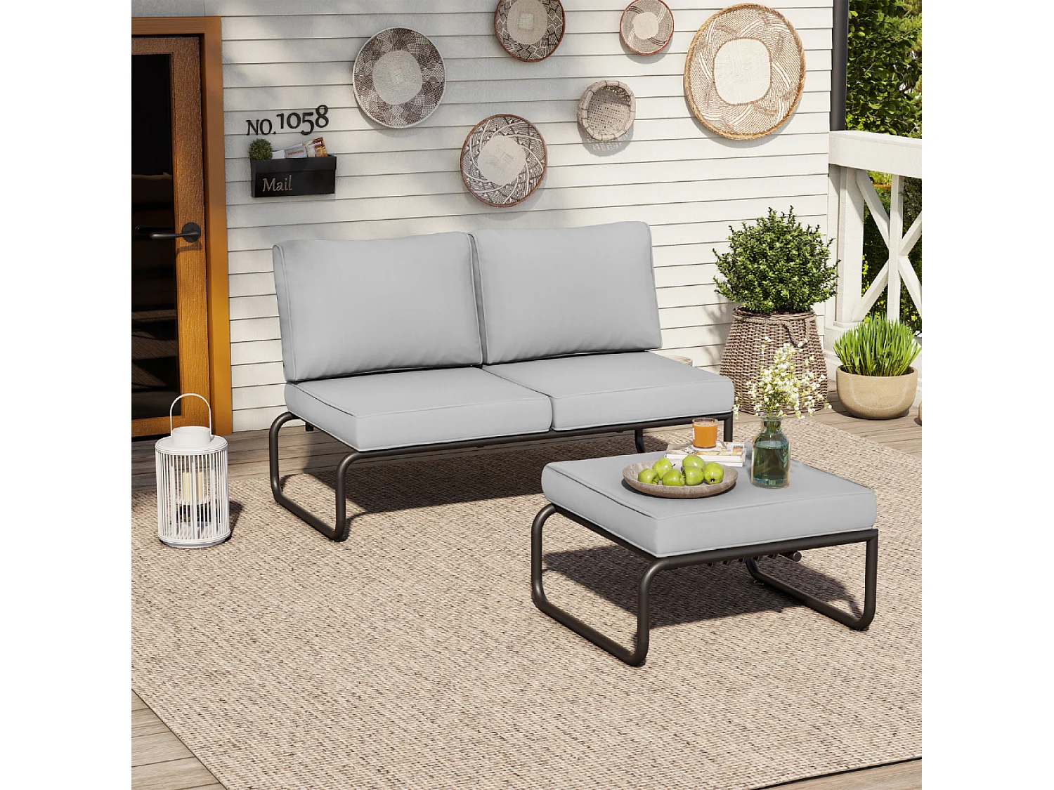 Modulares Gartensofa 2-3 Plätze Grau aus Aluminium SORRENTO