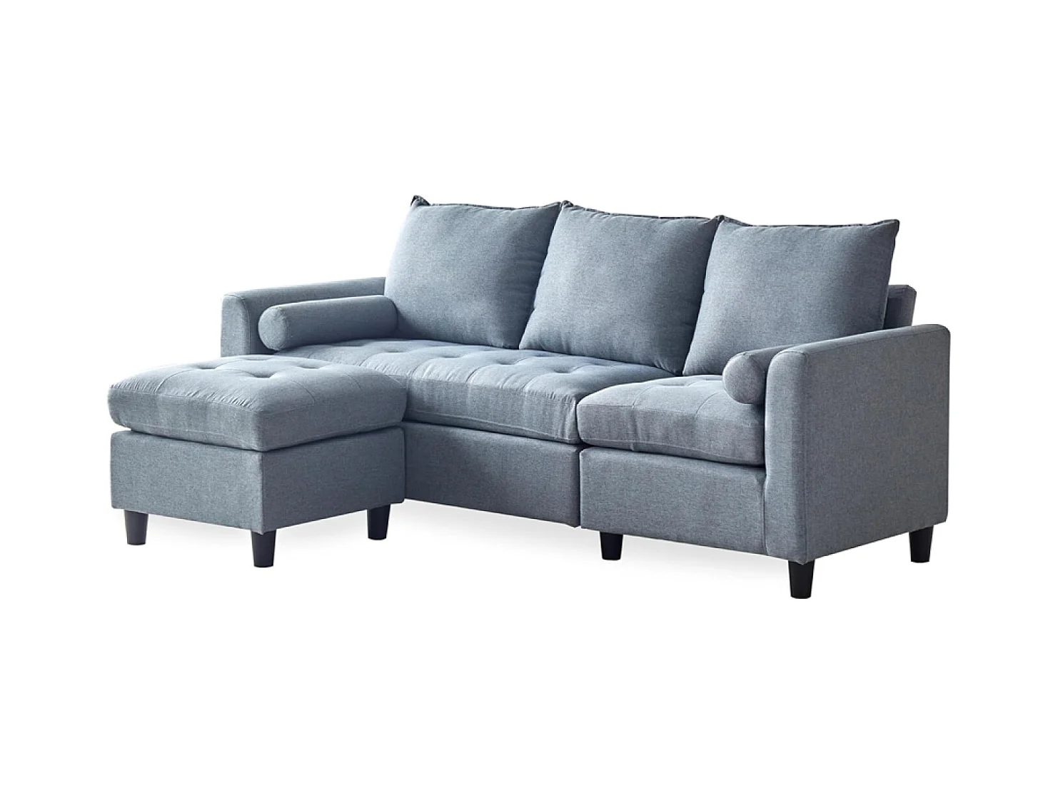 Dreisitzer-Sofa aus hellgrauem Samt COVENTRY mit Hocker - Bequem, elegant und praktisch