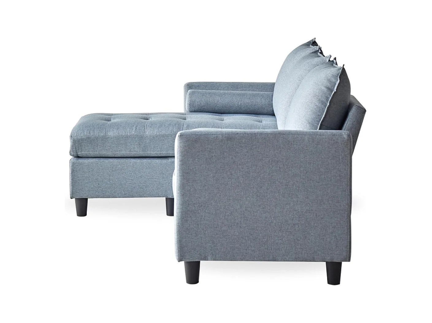 Dreisitzer-Sofa aus hellgrauem Samt COVENTRY mit Hocker - Bequem, elegant und praktisch