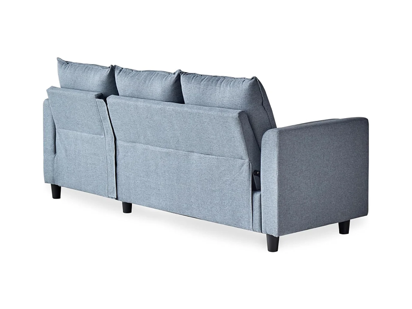 Dreisitzer-Sofa aus hellgrauem Samt COVENTRY mit Hocker - Bequem, elegant und praktisch
