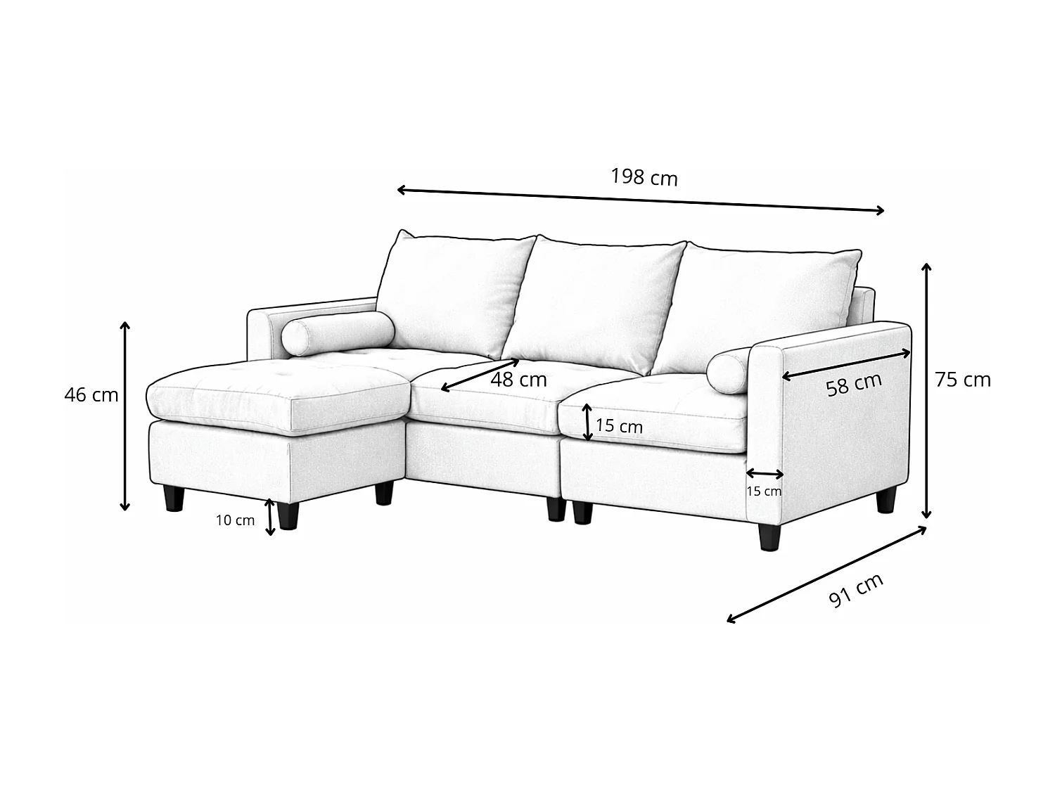 Canapé 3 places en tissu avec pouf gris clair COVENTRY