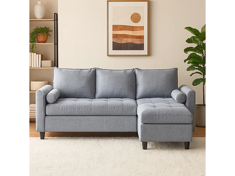 Canapé 3 places en tissu avec pouf gris clair COVENTRY