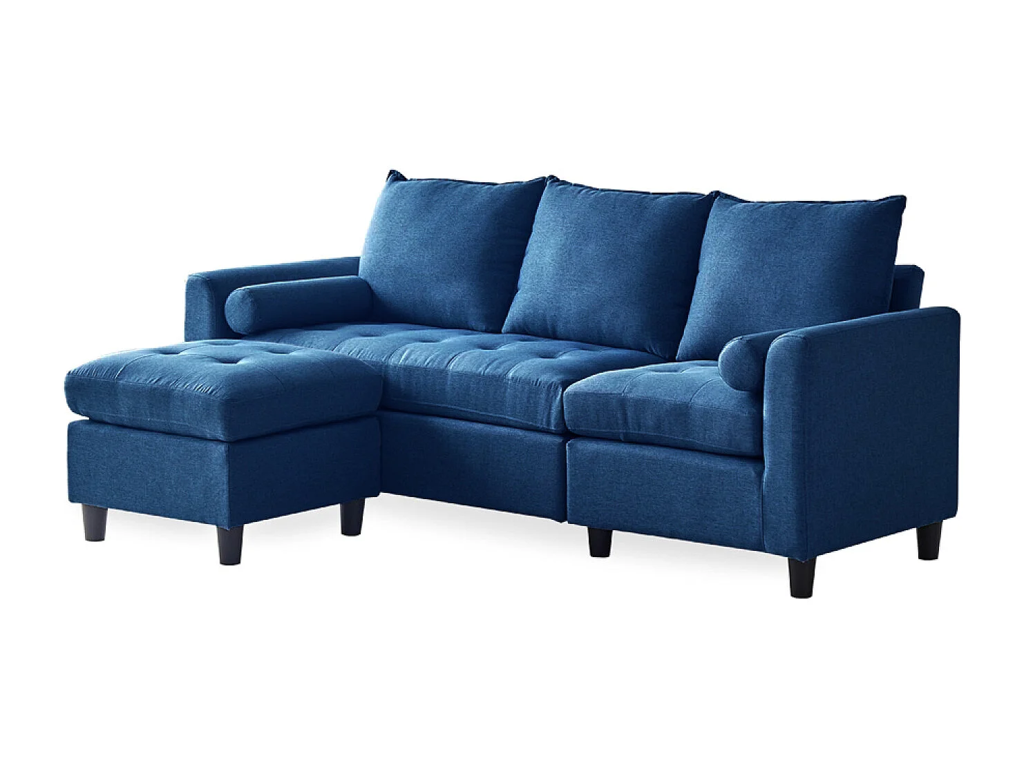 Canapé 3 places en velours avec pouf bleu COVENTRY