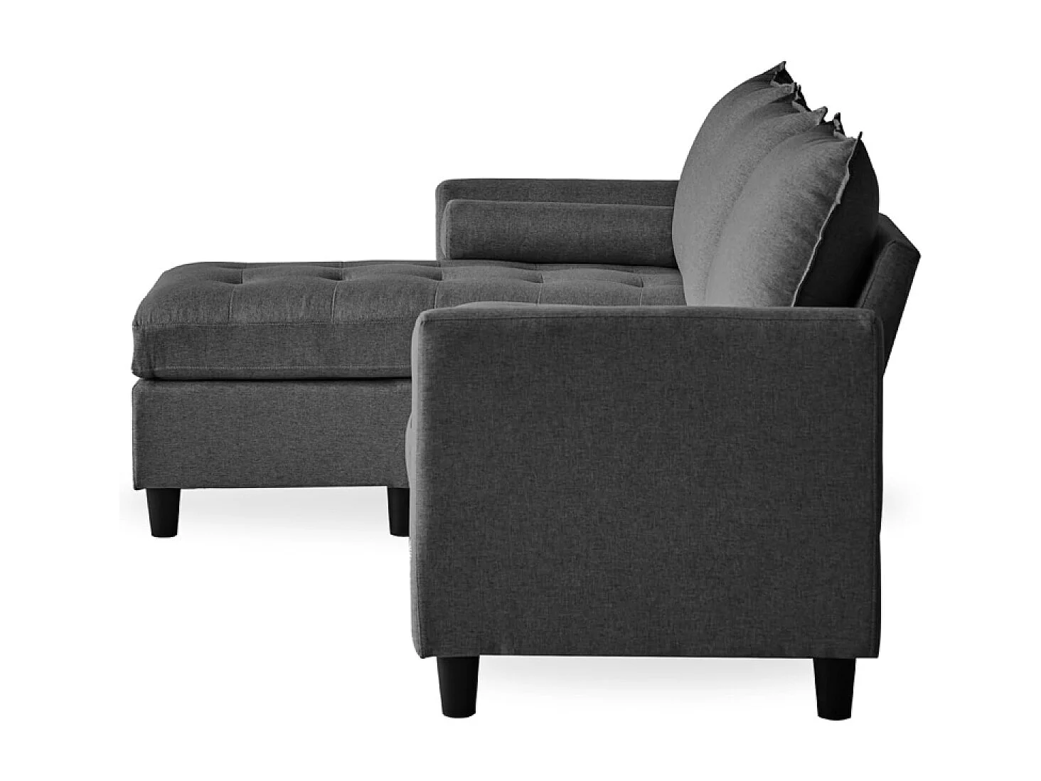 Canapé 3 places en tissu avec pouf gris foncé COVENTRY