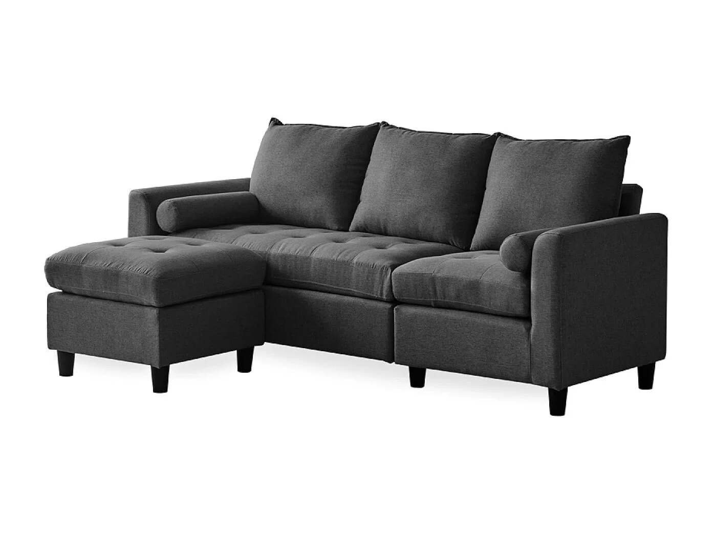 Canapé 3 places en tissu avec pouf gris foncé COVENTRY