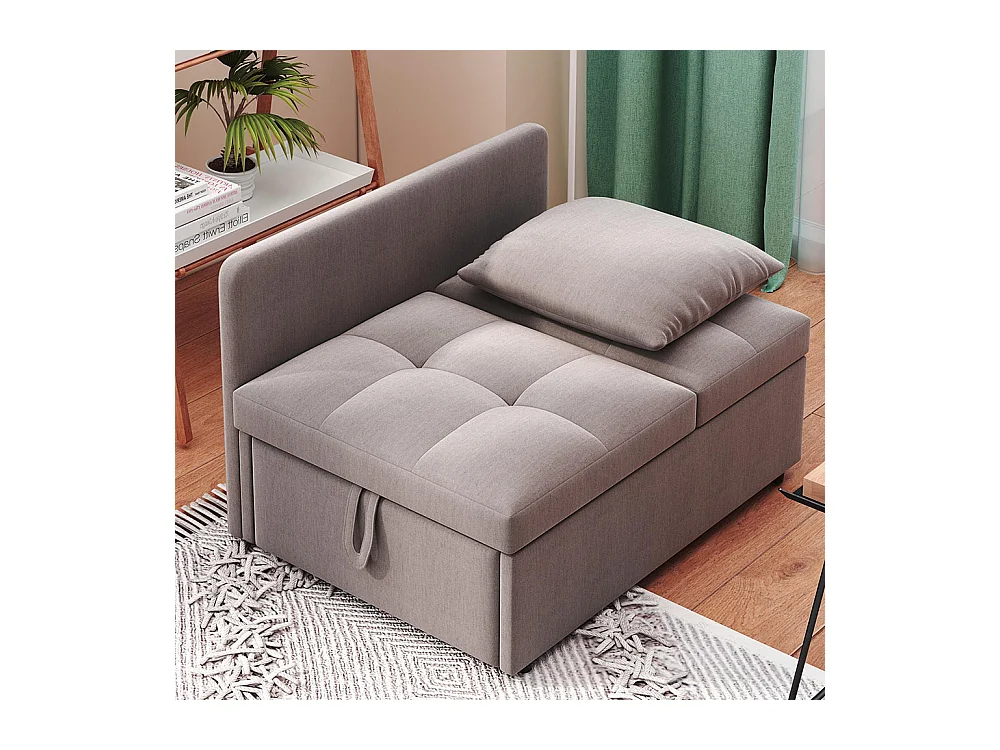 Lit banquette lit rembourré 3 en 1 Canapé-lit multifonction en lin avec dossier réglable pour les petites pièces gris