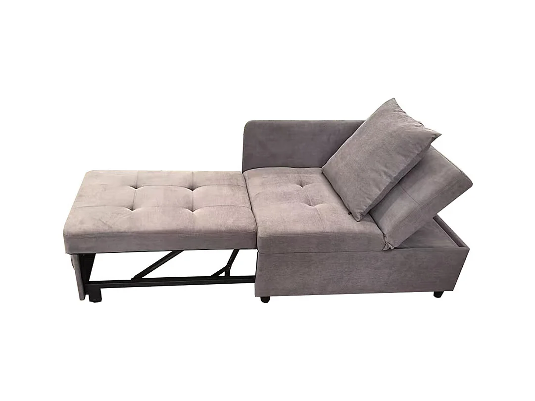 Lit banquette lit rembourré 3 en 1 Canapé-lit multifonction en lin avec dossier réglable pour les petites pièces gris