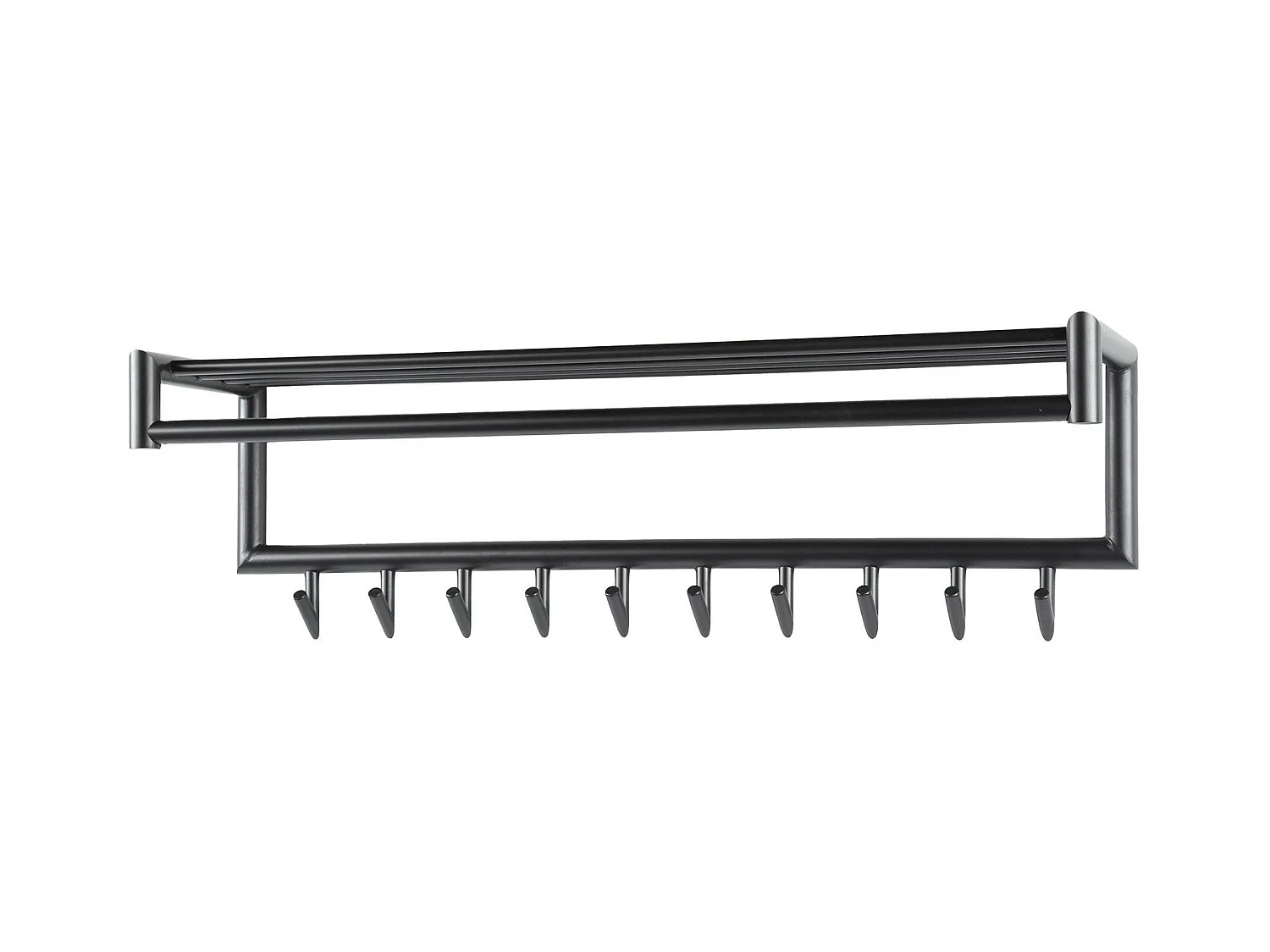 Portemanteau mural gris foncé 10 crochets, 1 tringle RALF