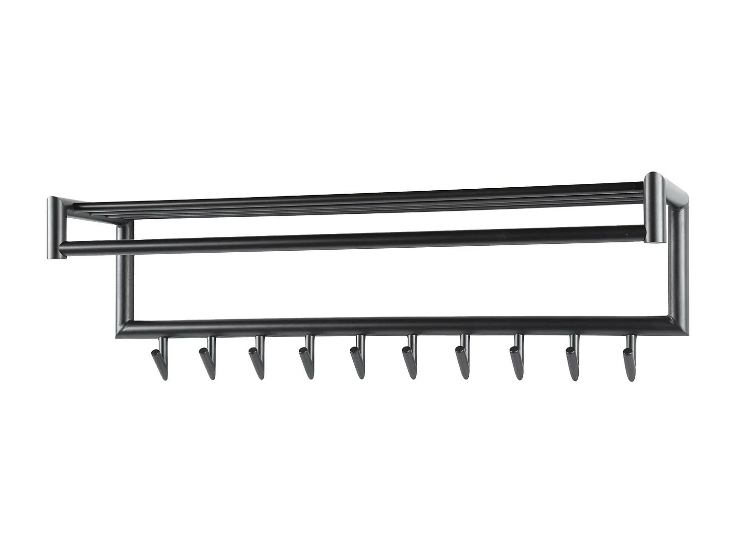 Portemanteau mural gris foncé 10 crochets, 1 tringle RALF