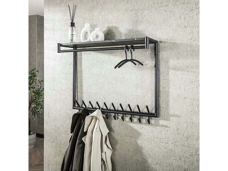 Portemanteau moderne 20 crochets avec étagère et tringle RALF