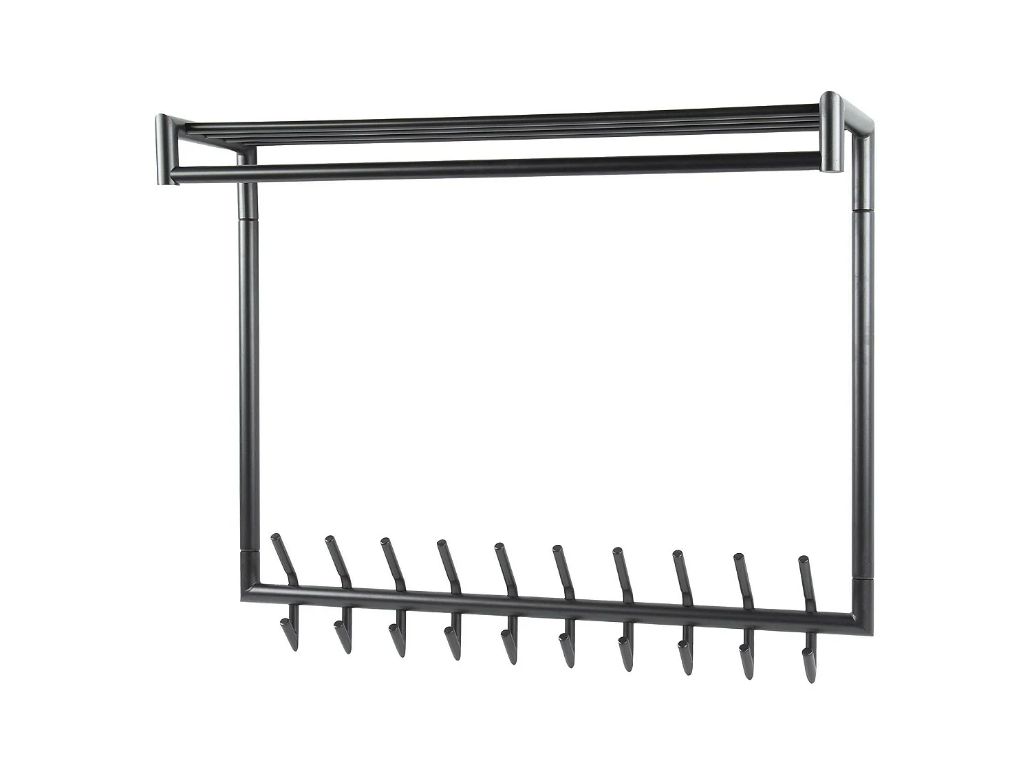 Portemanteau mural gris foncé 20 crochets, 1 tringle RALF