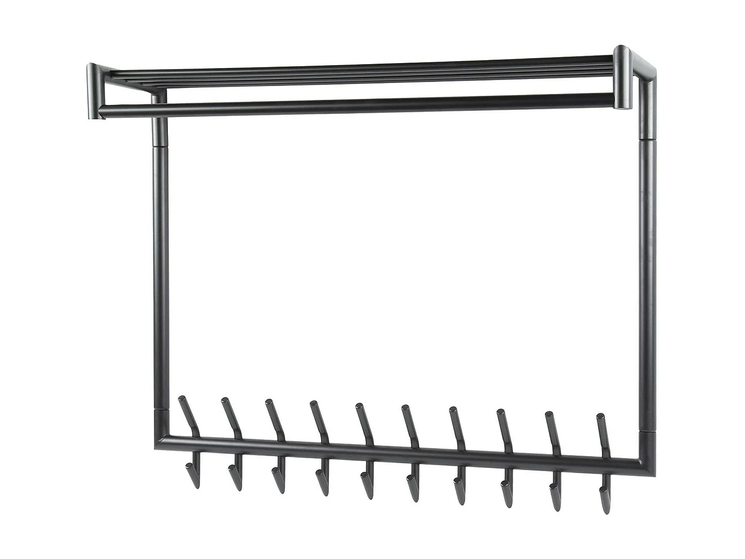 Portemanteau mural gris foncé 20 crochets, 1 tringle RALF