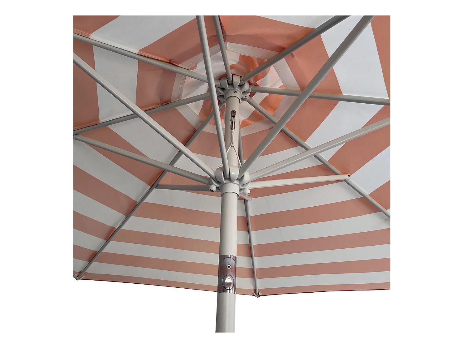 BANDOL rechte ronde parasol 2,70m diameter met oranje strepen