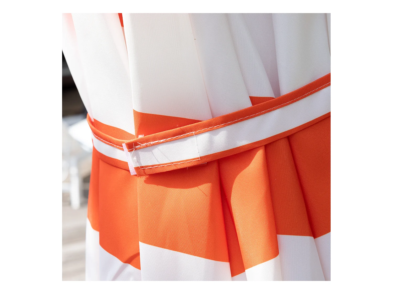 BANDOL rechte ronde parasol 2,70m diameter met oranje strepen