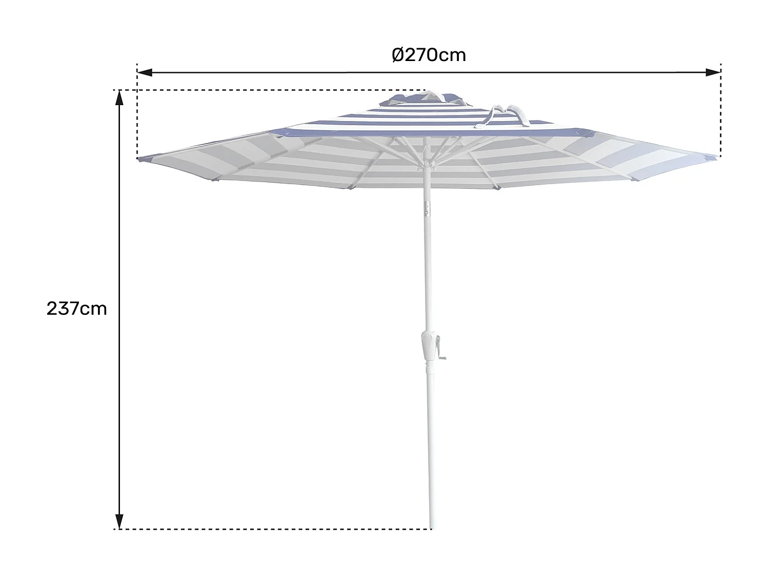 Gerader Sonnenschirm BANDOL rund 2,70m Durchmesser orange gestreift