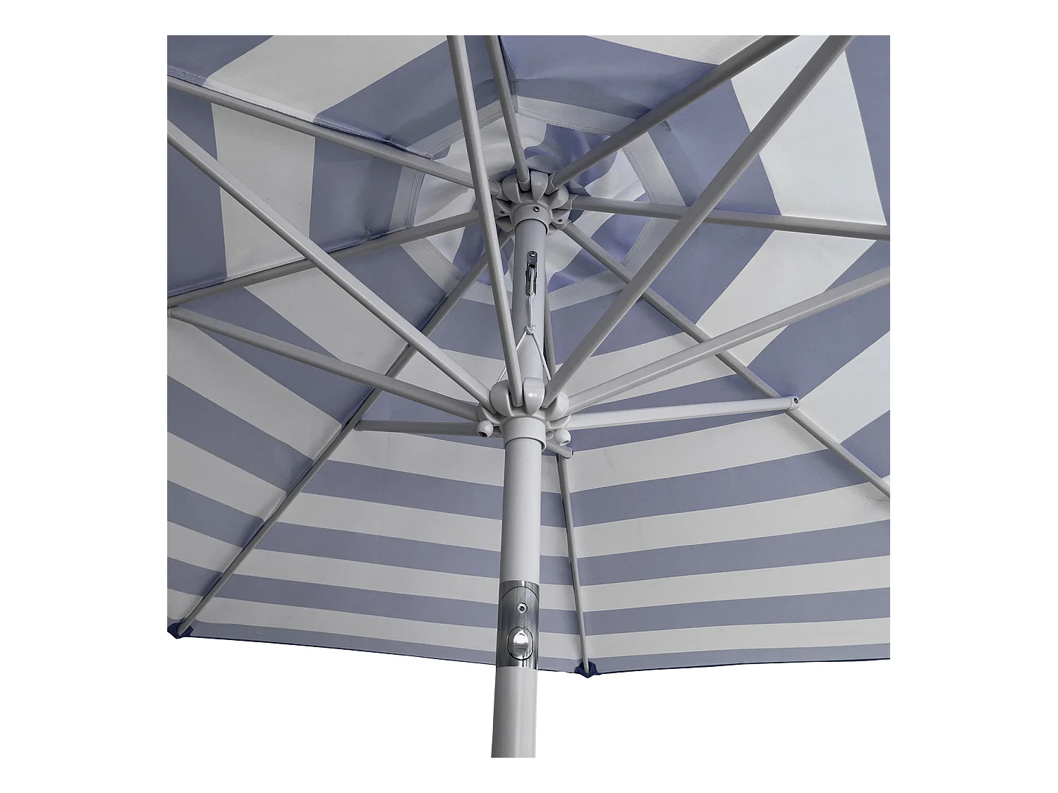 BANDOL rechte ronde parasol 2,70m diameter met blauwe strepen