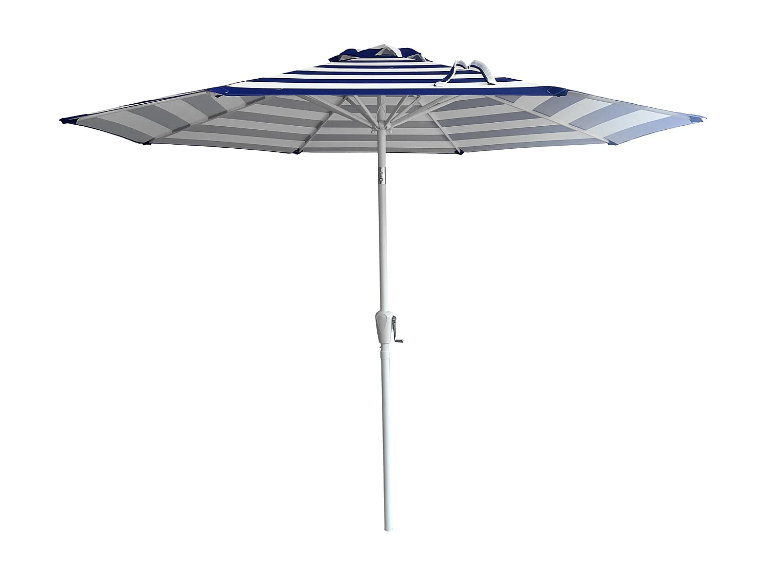 Parasol droit BANDOL rond 2,70m de diamètre à rayures bleues