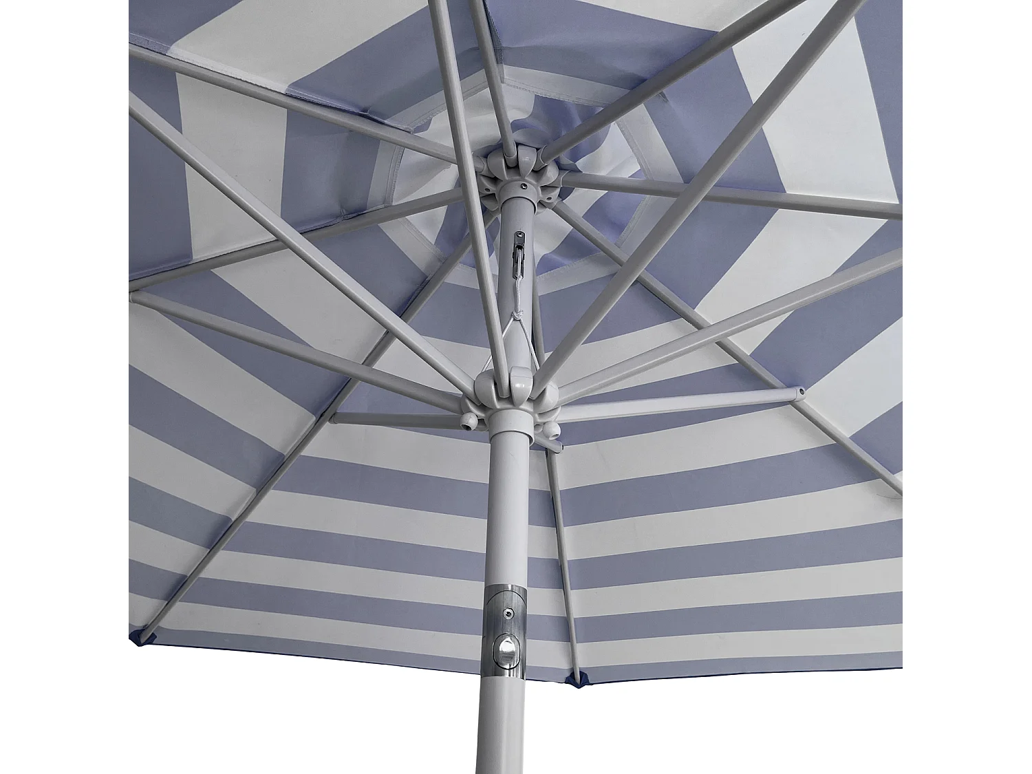 Parasol droit BANDOL rond 2,70m de diamètre à rayures bleues