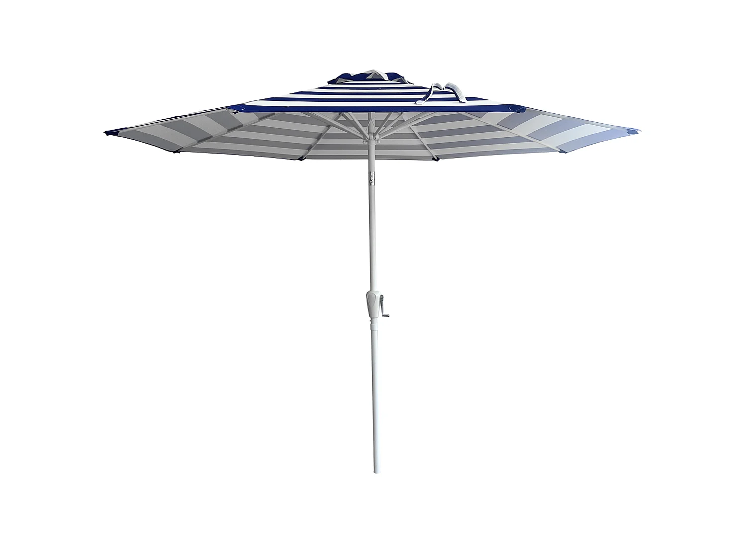 Parasol droit BANDOL rond 2,70m de diamètre à rayures bleues