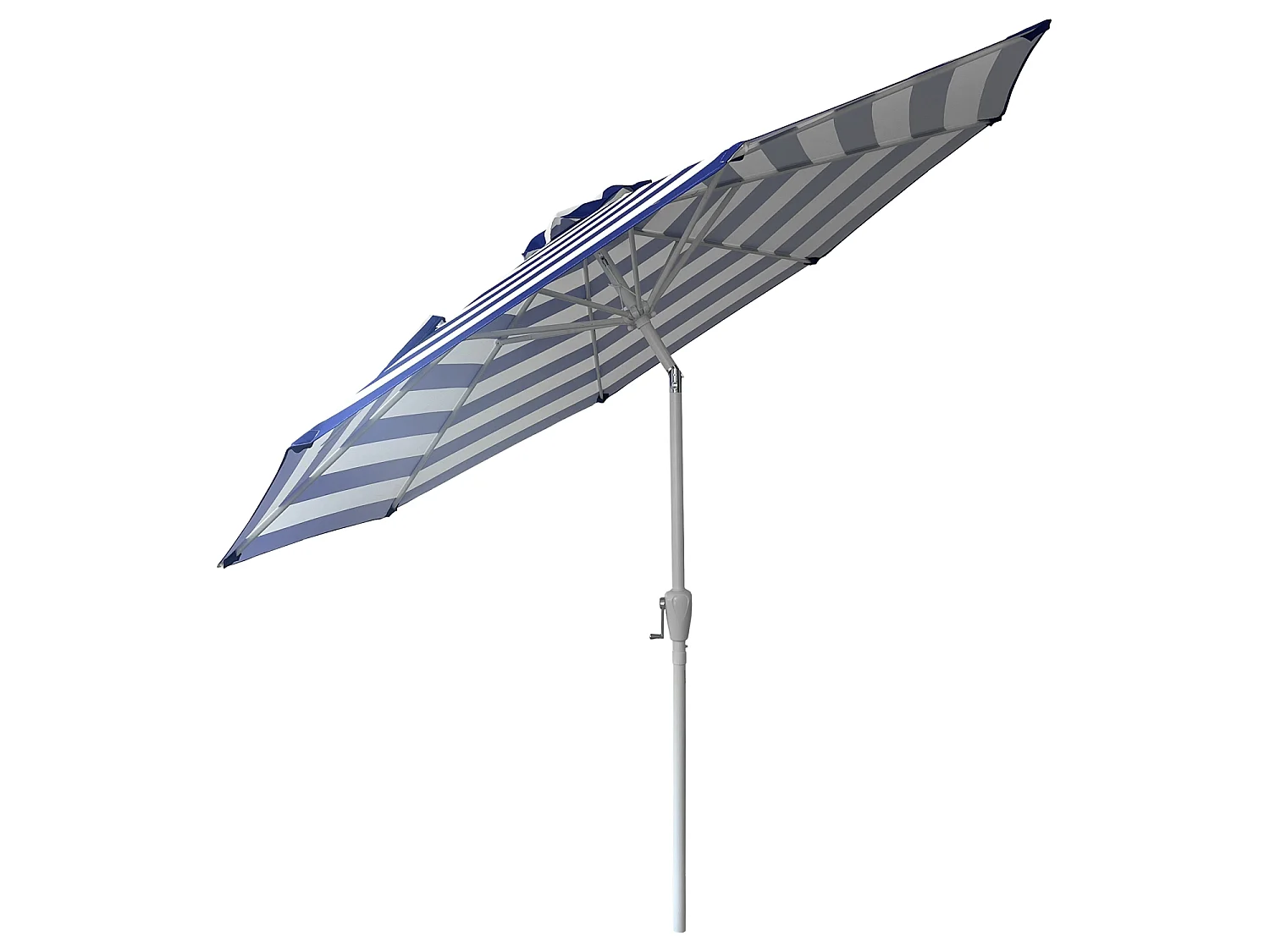 Parasol droit BANDOL rond 2,70m de diamètre à rayures bleues