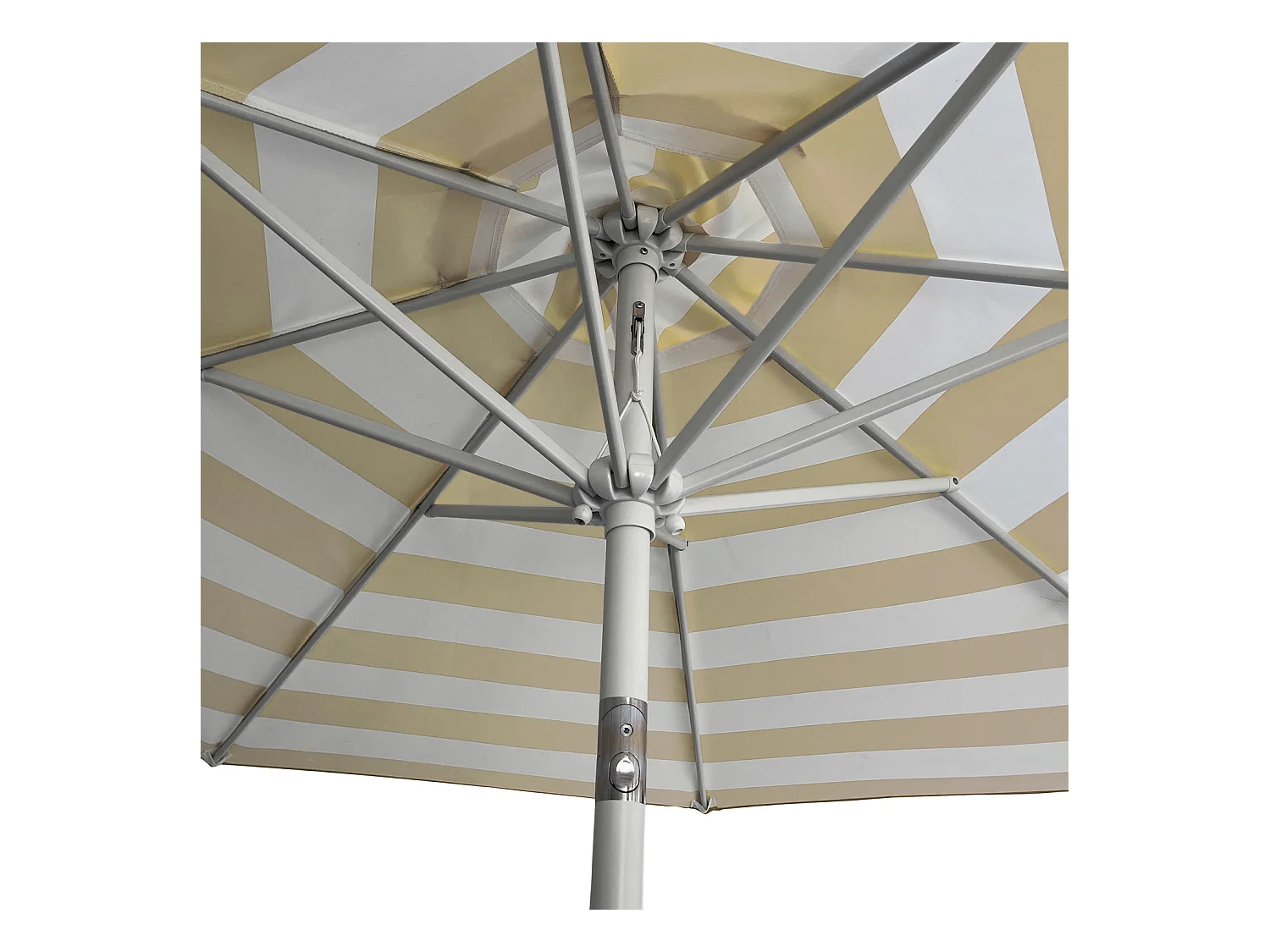 2,70m diameter ronde BANDOL rechte parasol met gele strepen